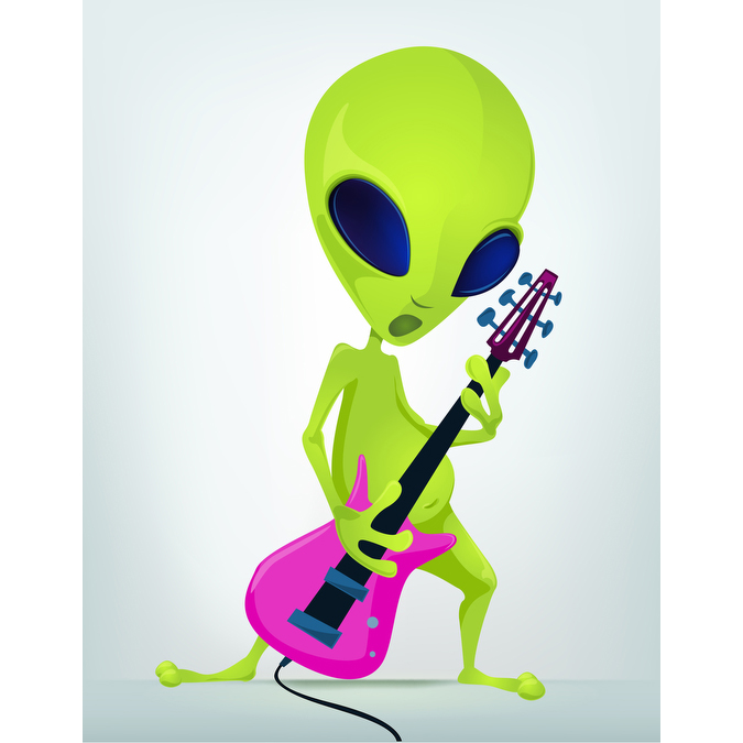 Funny Alien Cartoon Illustration