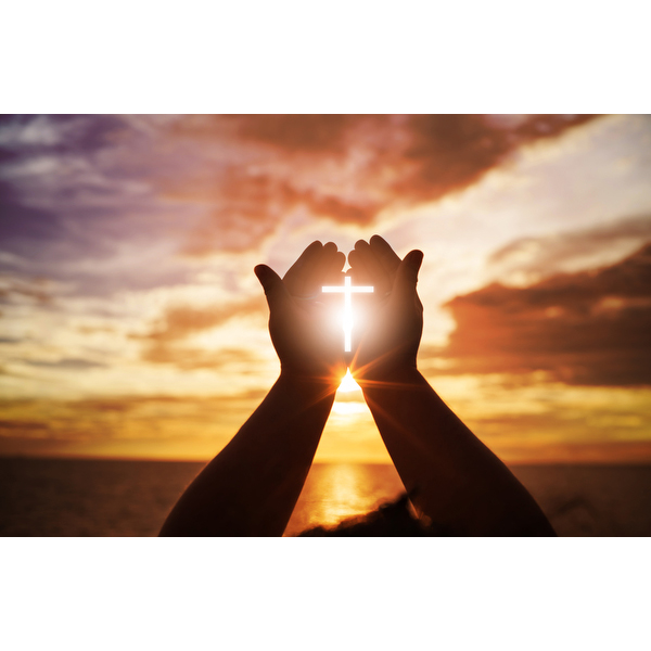 Human hands open palm up worship. Eucharist Therapy Bless God He