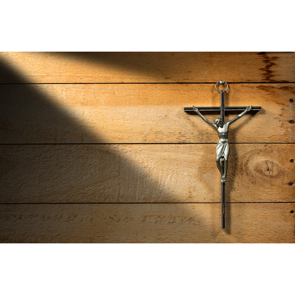 Jesus on Cross - Wooden Background