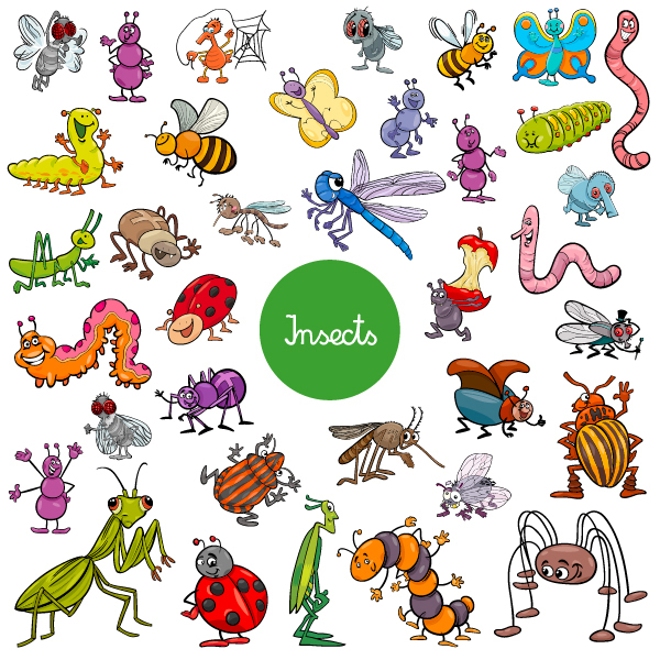 cartoon insects animal characters big set
